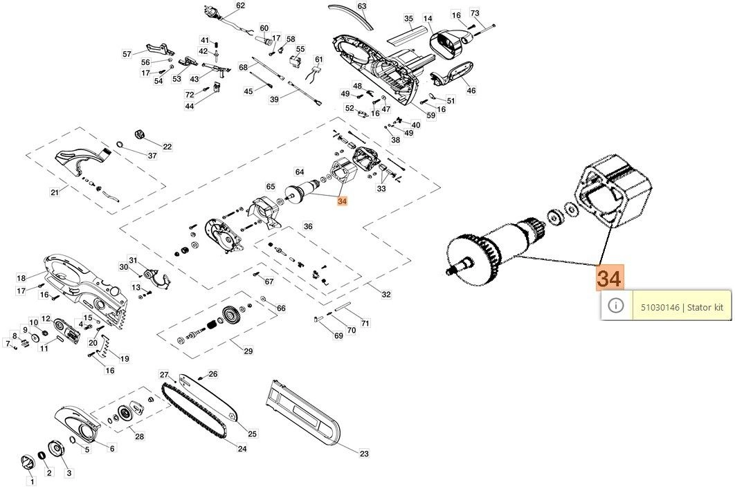 Motor álló és forgórész GS 180 E - GS 200 E (24-51030146)