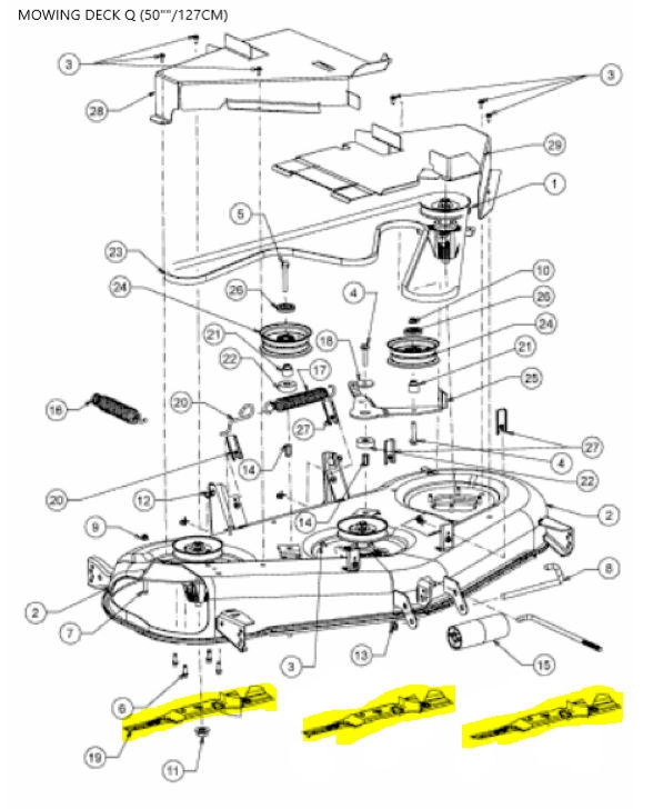 Cub Cadet fűnyíró kés 17,27