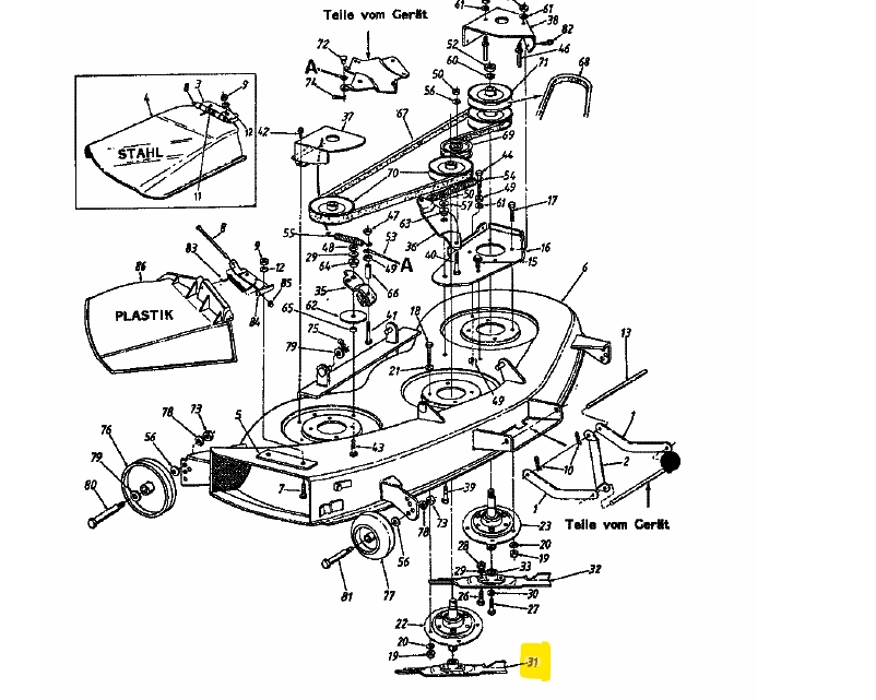 Mtd fűnyíró traktor kés 14.88IN  (742-0486)