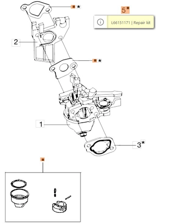 Oleo-Mac karburátor tömítéskészlet, K 800HC-HT MH 175RK,-197RK-RKS,-198 RK (24-L66151171) kép