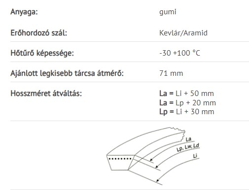 Fűnyíró traktor ékszíj, 13X8X2390 LI (E4L-960DTE)