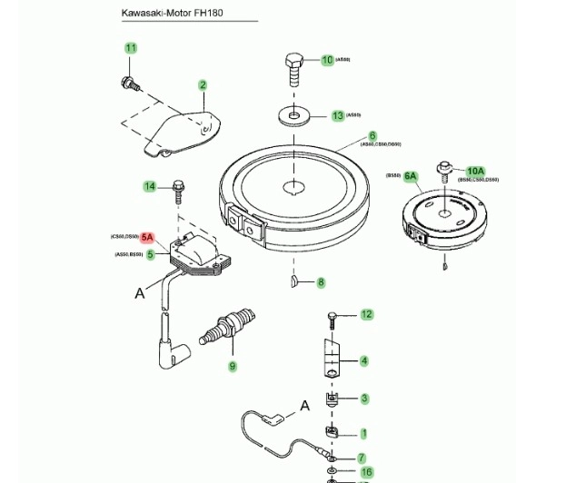 Kawasaki motorhoz gyújtótekercs (KM-211717030) kép