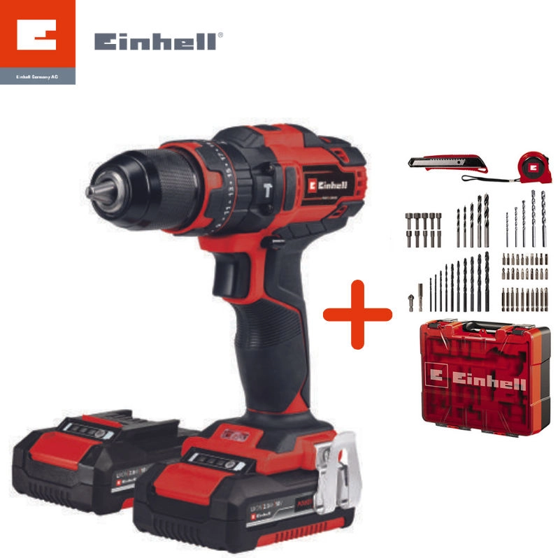 Einhell akkumulátoros ütvefúró - csavarozó készlet TE-CD 18/40 Li-I+64 (2X2,0Ah) (4513992) kép