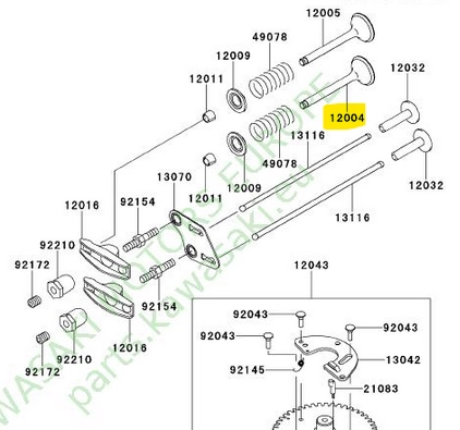 Kawasaki FJ180V-AM09 szívó szelep 12004-2122 (KM-022752) kép