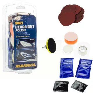   MANNOL 9801 Headlight Polish – fényszóró-polírozó készlet (086007)