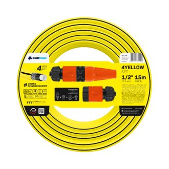  CELLFAST Locsolótömlő 4 rétegű YELLOW SET 1/2&quot  15 m (10-590)
