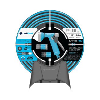   CELLFAST Locsolótömlő 4 rétegű SMART PRO SET 1/2&quot  20 m + fali tartó (13-495)