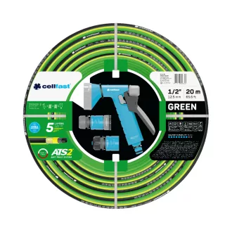   CELLFAST Locsolótömlő 5 rétegű GREEN SET 1/2&quot  20 m (15-108)