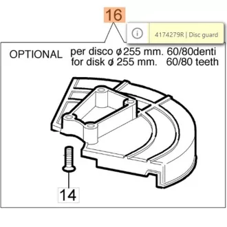   Oleo-Mac védőburkolat fém 255mm - 60-80 fogú vágótárcsához - 746,750,753,755,BC530,550 (24-4174279)
