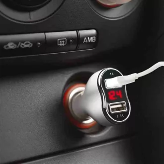   Autós szivargyujtó adapter 2xusb, feszmérövel fehér 55055wh (266468)