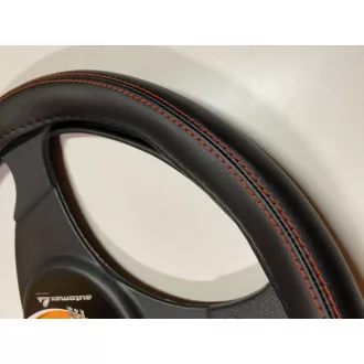   Kormányvédő műbőr Fekete piros varrással 37-39cm (4496-TUN)