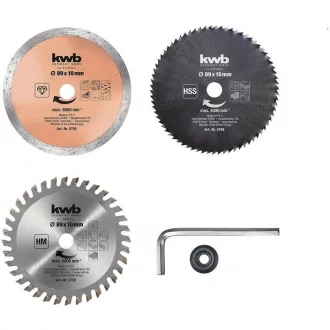   Einhell mini  körfűrészlap szett, 89mm, 1 gyémántkorong, 1 HSS, 1 HM fűrészlap (49575915)