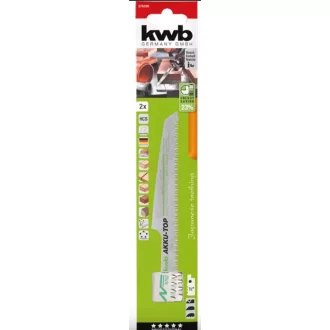   KWB PREMIUM HCS JAPANESE AKKU TOP ENERGY SAVING 23% SAW BLADE orrfűrészlap 2 db fog távolság: 3,0 mm 230/190 mm finom tiszta egyenes vágás (49576200)