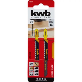   KWB PROFI HCS JIGSAW BLADE szúrófűrészlap 2 db fog távolság: 4,0 mm 100/77 mm durva egyenes vágás (49610320)