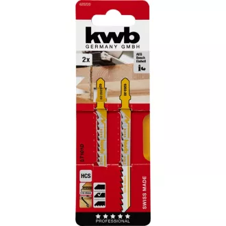   KWB PROFI HCS JIGSAW BLADE szúrófűrészlap 2 db fog távolság: 4,0 100/77 mm medium, tiszta egyenes vágás (49620220)