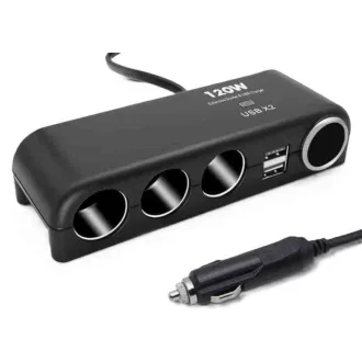   Szivargyújtó elosztó 3-as + 2 usb aljzat + öngyújtó aljzat 12/24v - max 120w13283autolife (766343)