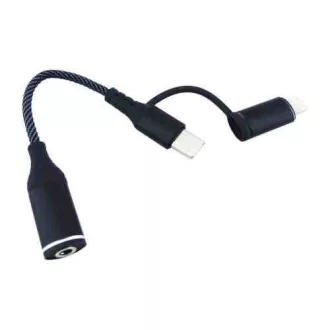  Adapter, 2 az 1-ben usb-c – lightning3,5 mm-es aux jack csatlakozó (20537)autolife (766432)