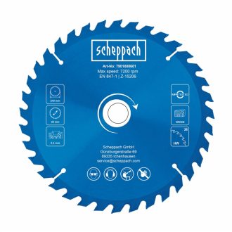   Scheppach TCT fűrészlap (210 x 30 x 2,4 mm, 36 fogú) PL 75 / HS 81 S / HS 80 / HM 210 L-hez (7901800601)