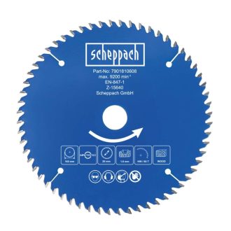   Scheppach TCT fűrészlap (165 x 20 x 1,6 mm, 60 fog) BC-HCS165-X / C-HCS165-X-hez (7901810608)